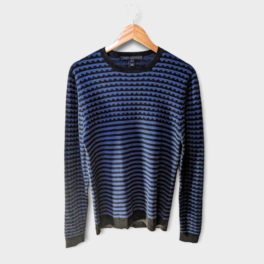Marc Jacobs Mens Geometric Print Long Sleeve Wool Sweater in Size Medium